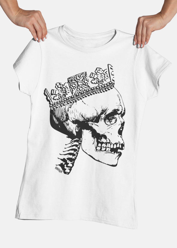 ST!NK - Broke Art Broken Skull- Women Organic Shirt - Authentic Street Art_White