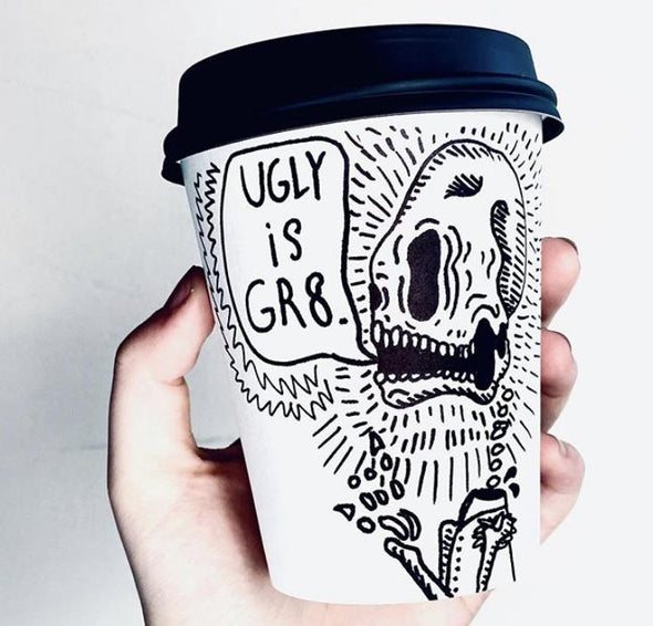 ST!NK - artist Caffeinated Doodler, UGLY White - Women Premium Organic Shirt