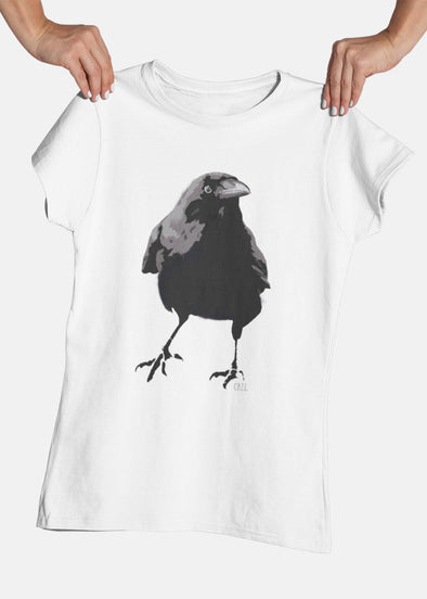 ST!NK - Caz.L Crow- Women Organic Shirt - Authentic Street Art_White