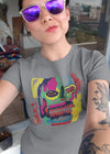 ST!NK - d.Fect Neon Skull- Women Organic Shirt - Authentic Street Art_Heather Grey