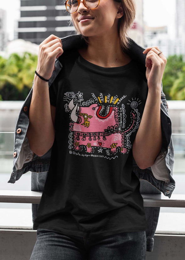 ST!NK - Guto Ajayu Sun Bull- Ladies Premium Organic Shirt - Authentic Street Art_Black