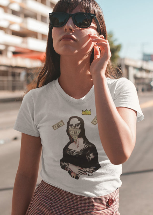 ST!NK - Obey Khirtz Monna Lisa- Ladies Premium Organic Shirt - Authentic Street Art_White