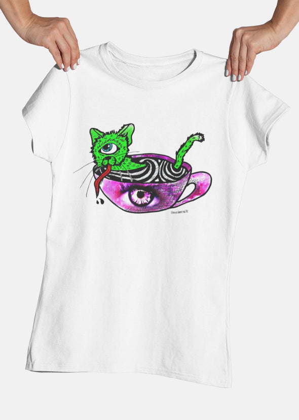 ST!NK - artist The Cats Cult, Let Me Sleep - Ladies Premium Organic Shirt_White
